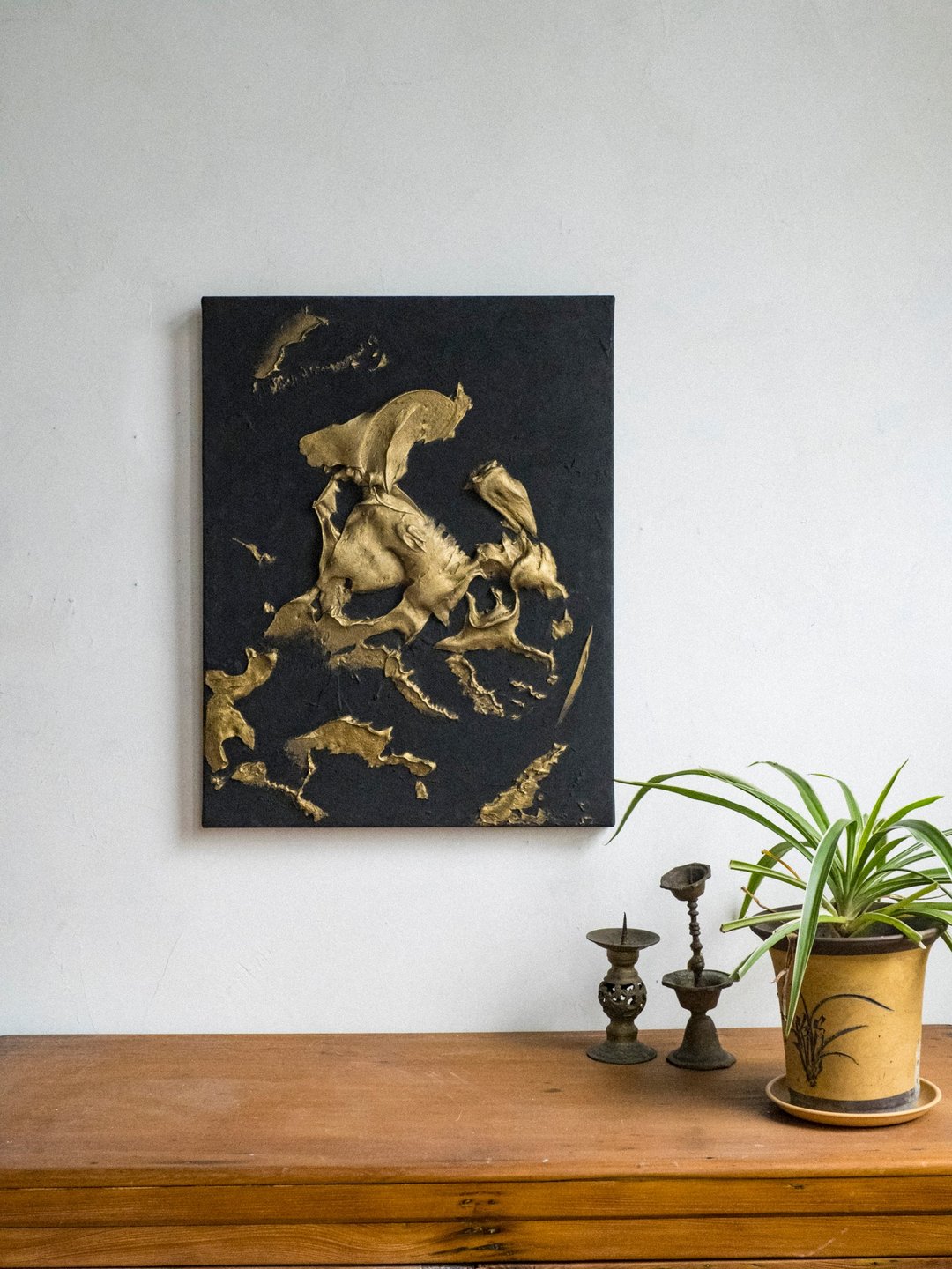 立体石膏画【黑金无流派】大  / 拍摄道具 / 仅一幅 - 海报/装饰画/版画 - 水泥 黑色