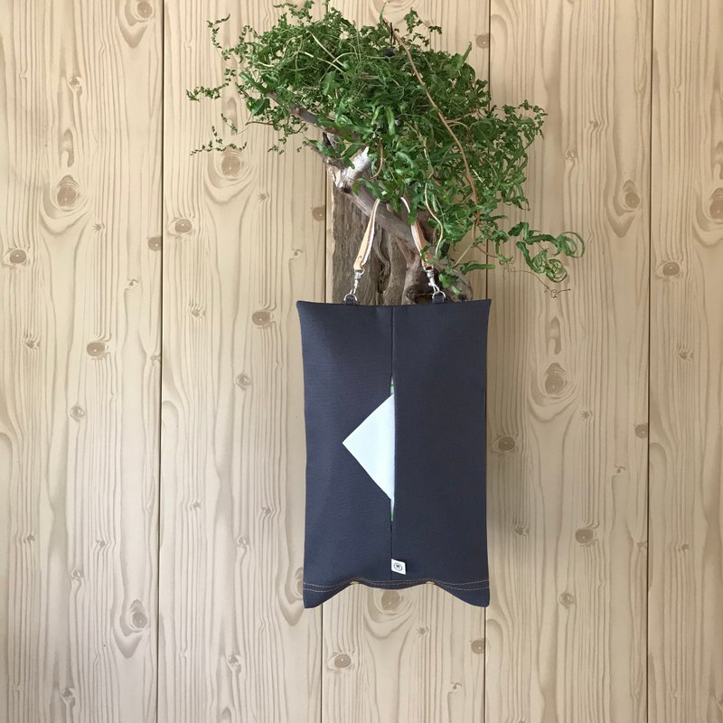 铁灰色帆布面纸套/车用面纸套 - 纸巾盒 - 棉．麻 灰色