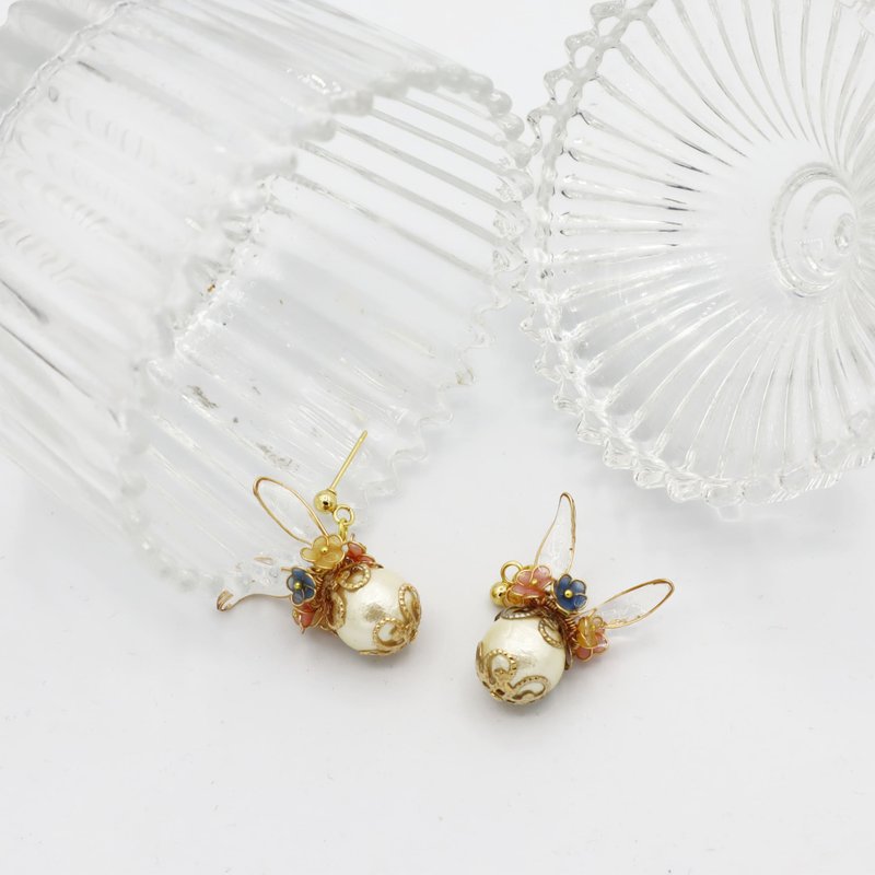 兔耳复活节蛋 - 耳环/耳夹 - 棉．麻 透明