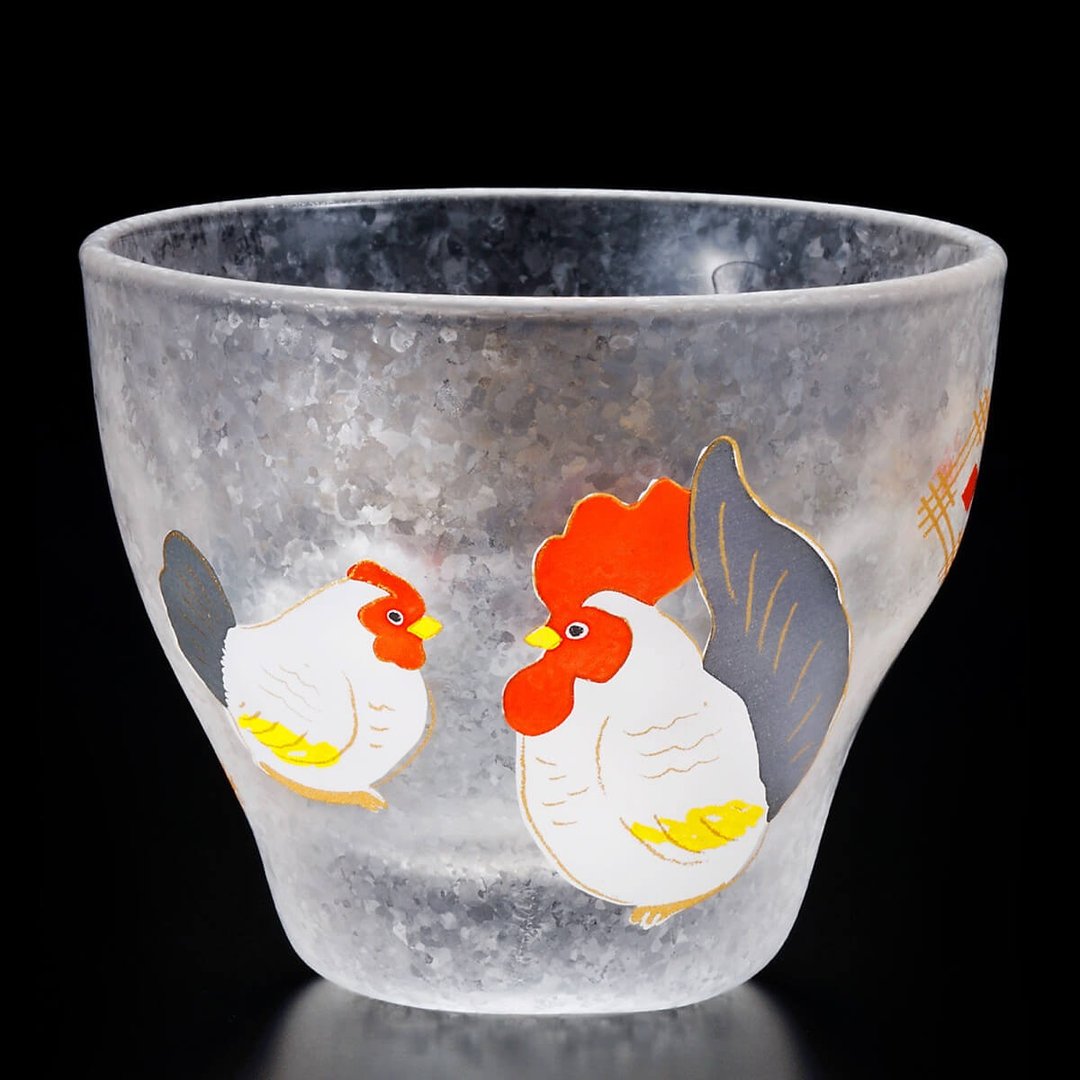 90cc【鸡】12生肖 日本ADERIA清酒杯 12生肖杯 招福杯定制 - 酒杯/酒器 - 玻璃 白色