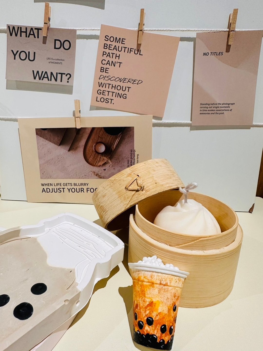 台湾小吃【珍珠奶茶扩香盘+小笼包蜡烛+珍奶磁铁】 体验  手作 - 香薰/精油/线香 - 其他材质 多色