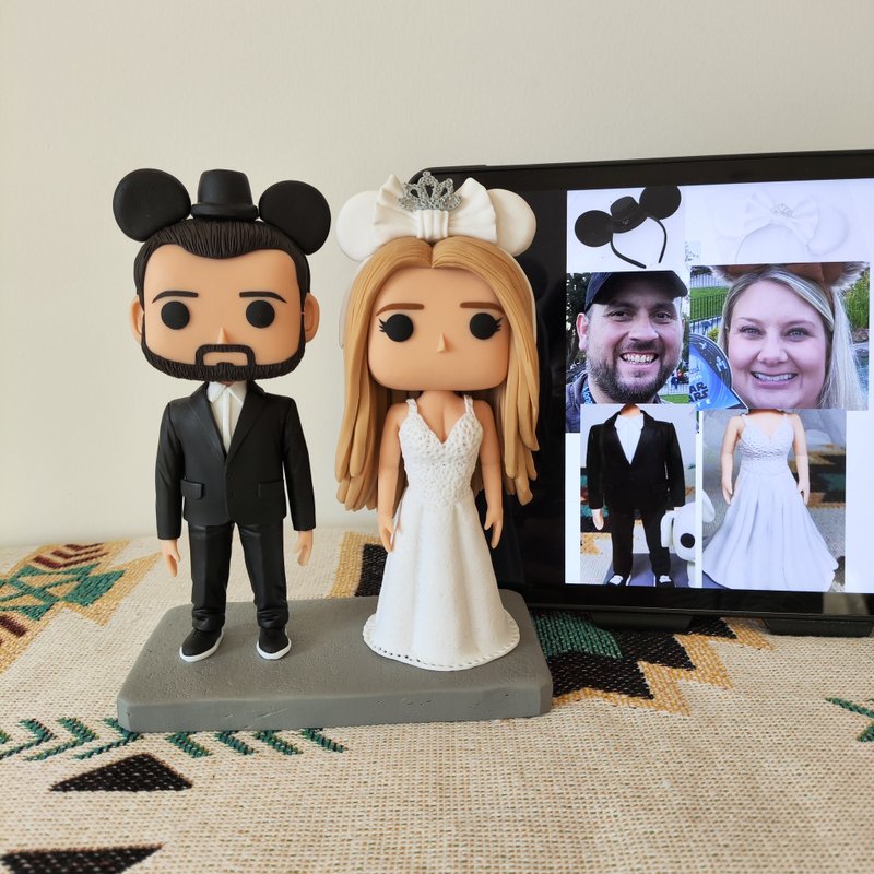 纯手工定制美国Funko Pop 自画像公仔情侣父母夫妻结婚周年礼物 - 玩偶/公仔 - 粘土 多色
