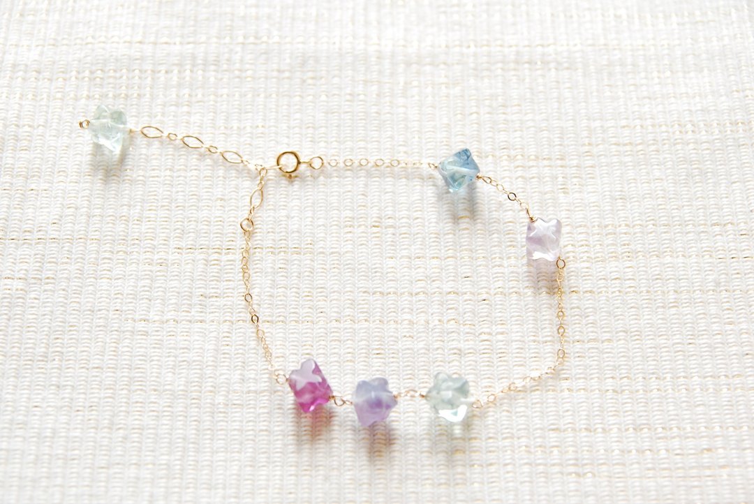 Fluorite bracelet like konpeito 14kgf - 手链/手环 - 石头 蓝色