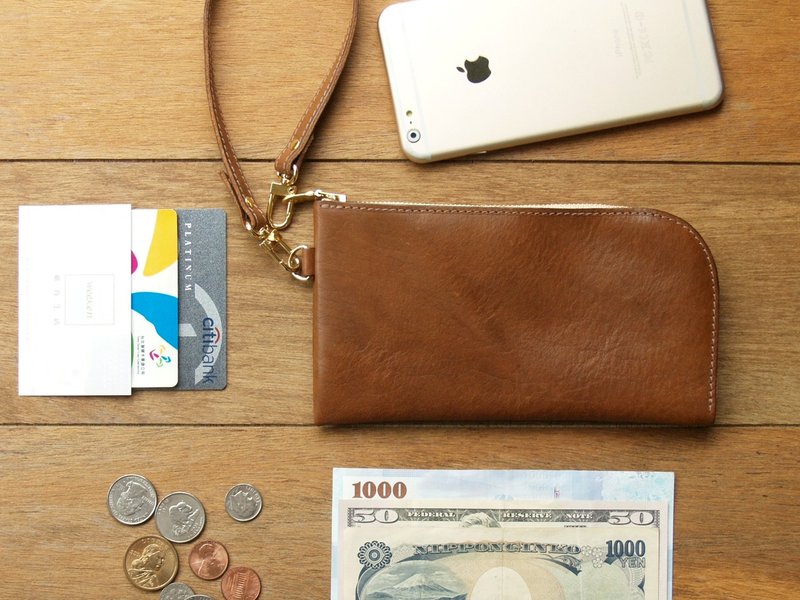 Caramel Coffee 手工真皮手拿包/钱包/手机套(免费刻印/礼盒包装) - 手拿包 - 真皮 咖啡色