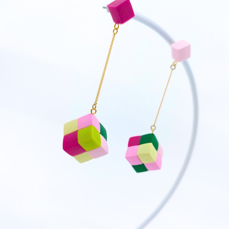 Hakopi 粉彩 [耳针/耳夹] - 耳环/耳夹 - 其他材质 粉红色