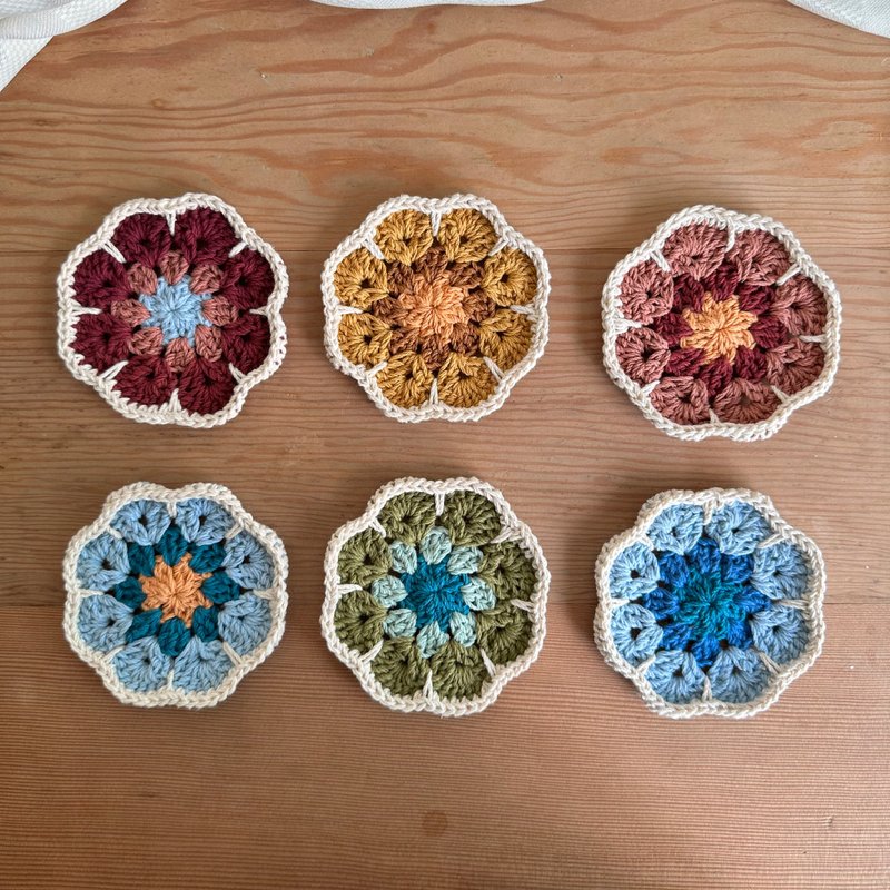 纯棉编织花砖垫子 - 杯垫 - 棉．麻 多色