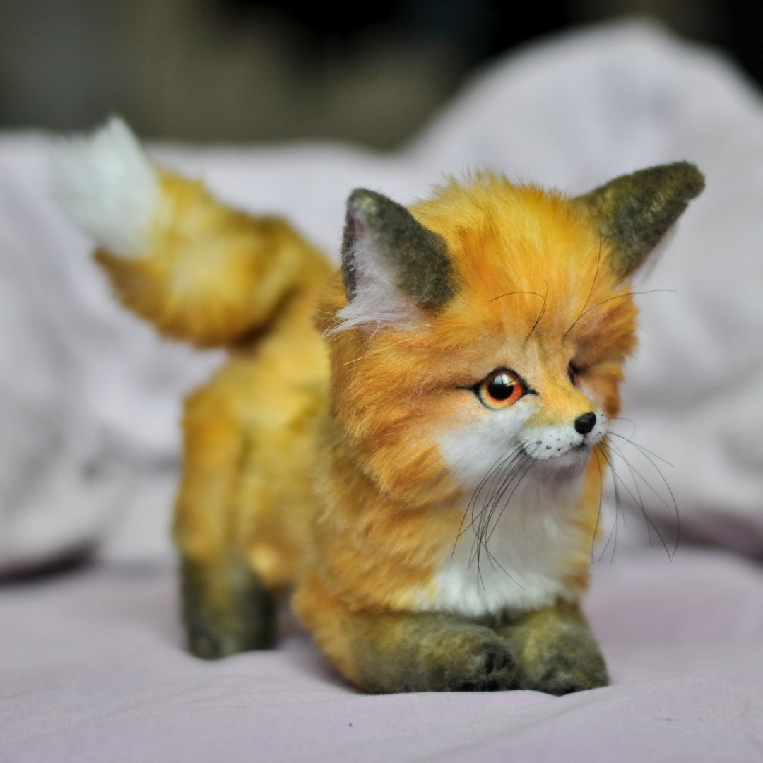 Fox Ginger. One for sale Realistic toy Ooak doll customized gift Art doll animal - 玩偶/公仔 - 其他人造纤维 橘色