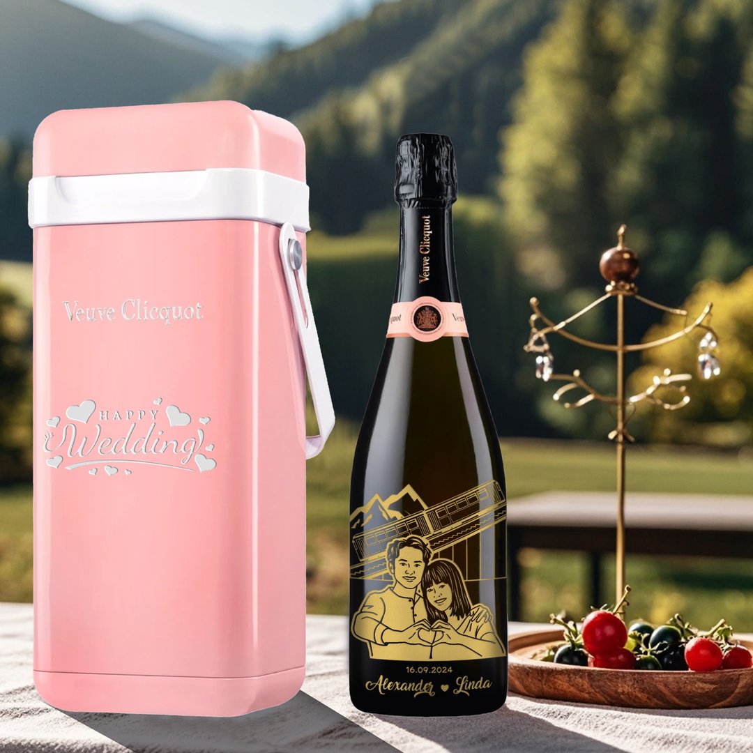 Veuve Clicquot Brut Rosé with Engraving |人像雕刻 原装礼盒 - 酒类 - 玻璃 