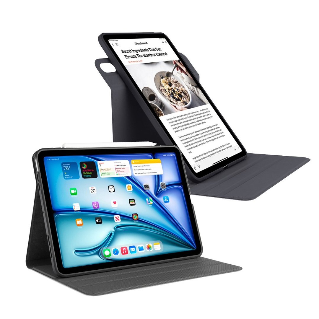 Pipetto iPad Air 13寸 (2025) Rotating Folio 可旋转侧翻皮套 - 平板/电脑保护壳 - 塑料 黑色