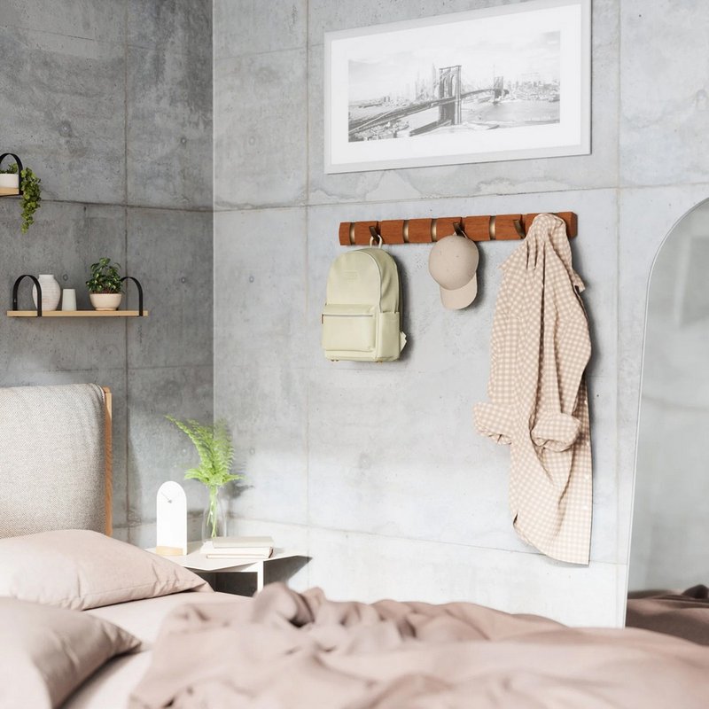 【Umbra】Flip壁挂式8格挂勾收纳架(松木棕) | 墙壁挂勾 挂勾架 - 衣架/挂勾 - 木头 咖啡色