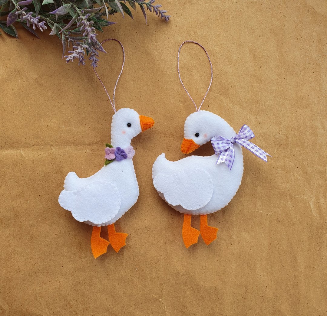 Goose easter ornaments, goose ornament, farm animal, family ornament, barnyard - 玩偶/公仔 - 环保材料 