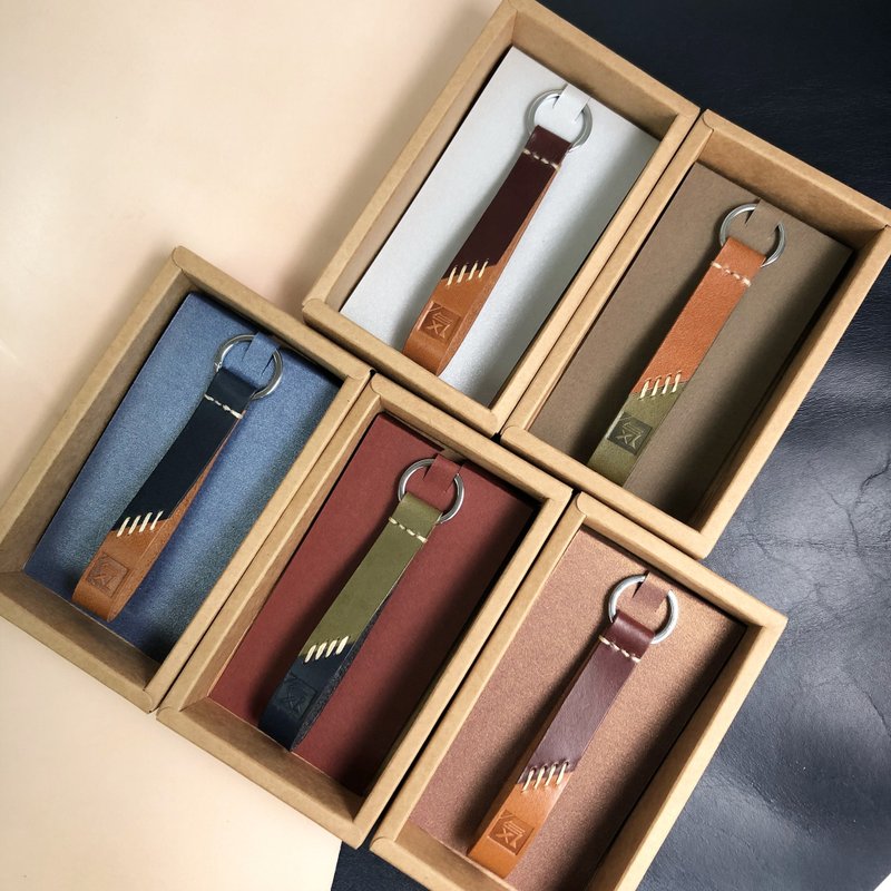 45 Degree Series 手缝手工真皮皮革 钥匙圈 - 钥匙链/钥匙包 - 真皮 咖啡色