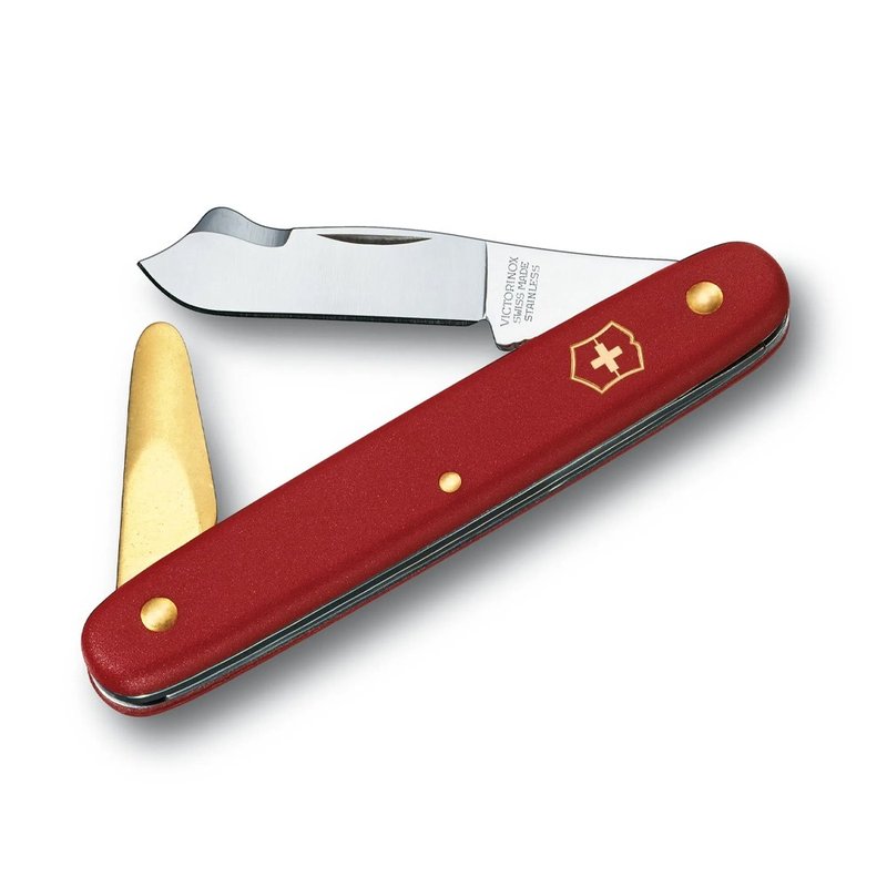 VICTORINOX 瑞士维氏 2用园艺刀(芽接刀/黄铜树皮剥皮器) 3.9140 - 植栽 - 不锈钢 红色