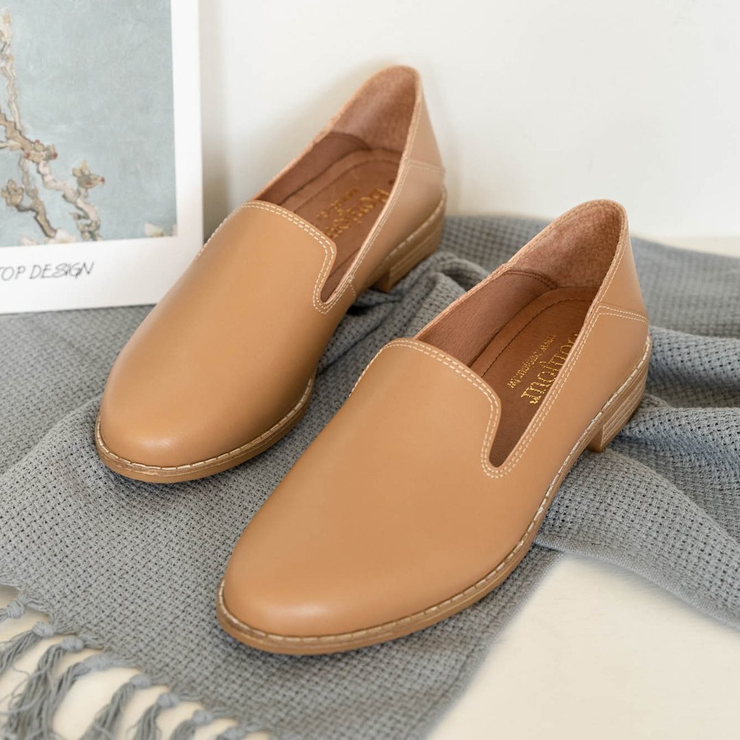 2WAY全真皮舒适乐福鞋Loafer - 女款牛津鞋/乐福鞋 - 真皮 红色