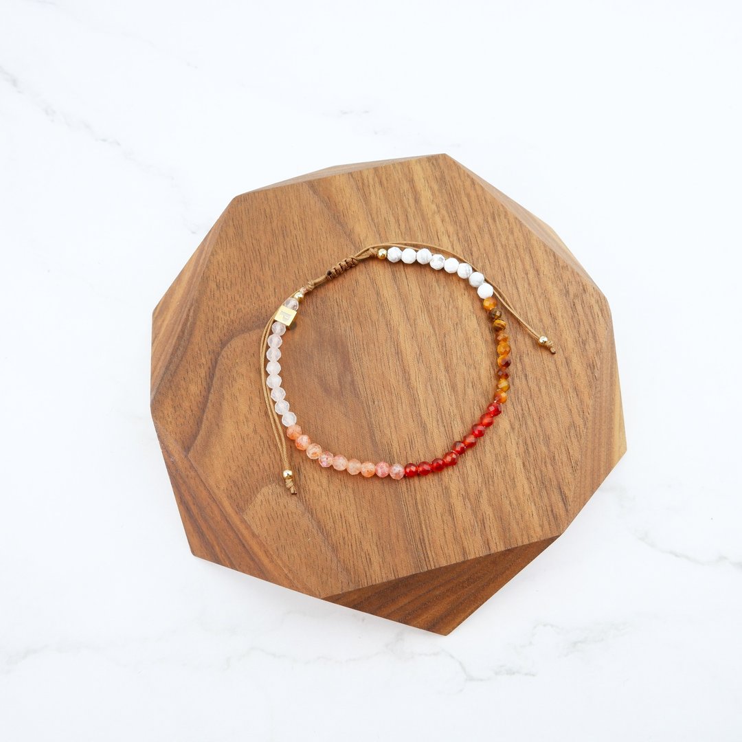 Multi round stone Slider Bracelet For born on Thursday - 手链/手环 - 石头 多色