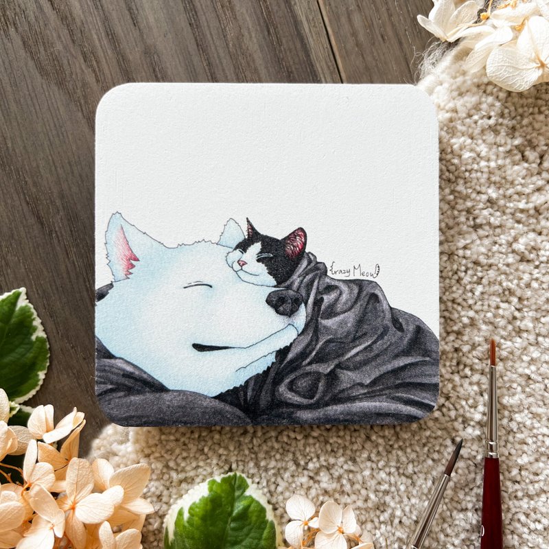 【猫疯子】方形硅藻土杯垫E - 杯垫 - 其他材质 多色