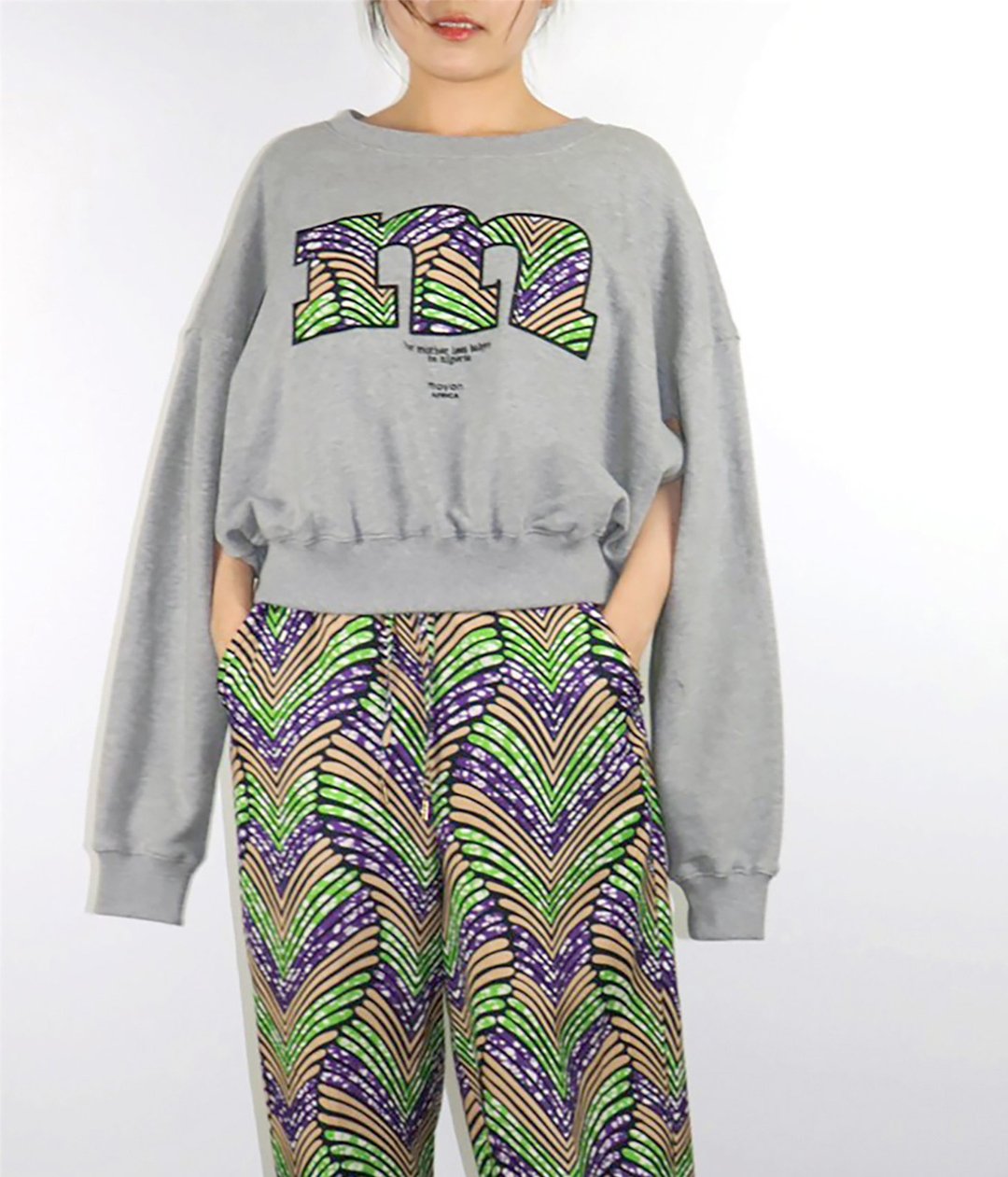 Logo Embroidery 2WAY Back Hair Pullover 【Organic cotton】 - 女装上衣 - 棉．麻 灰色