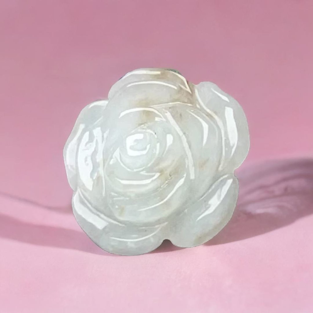 冰种飘花翡翠牡丹花 | 天然缅甸玉翡翠A货 | 送礼 - 金工/饰品 - 玉石 白色