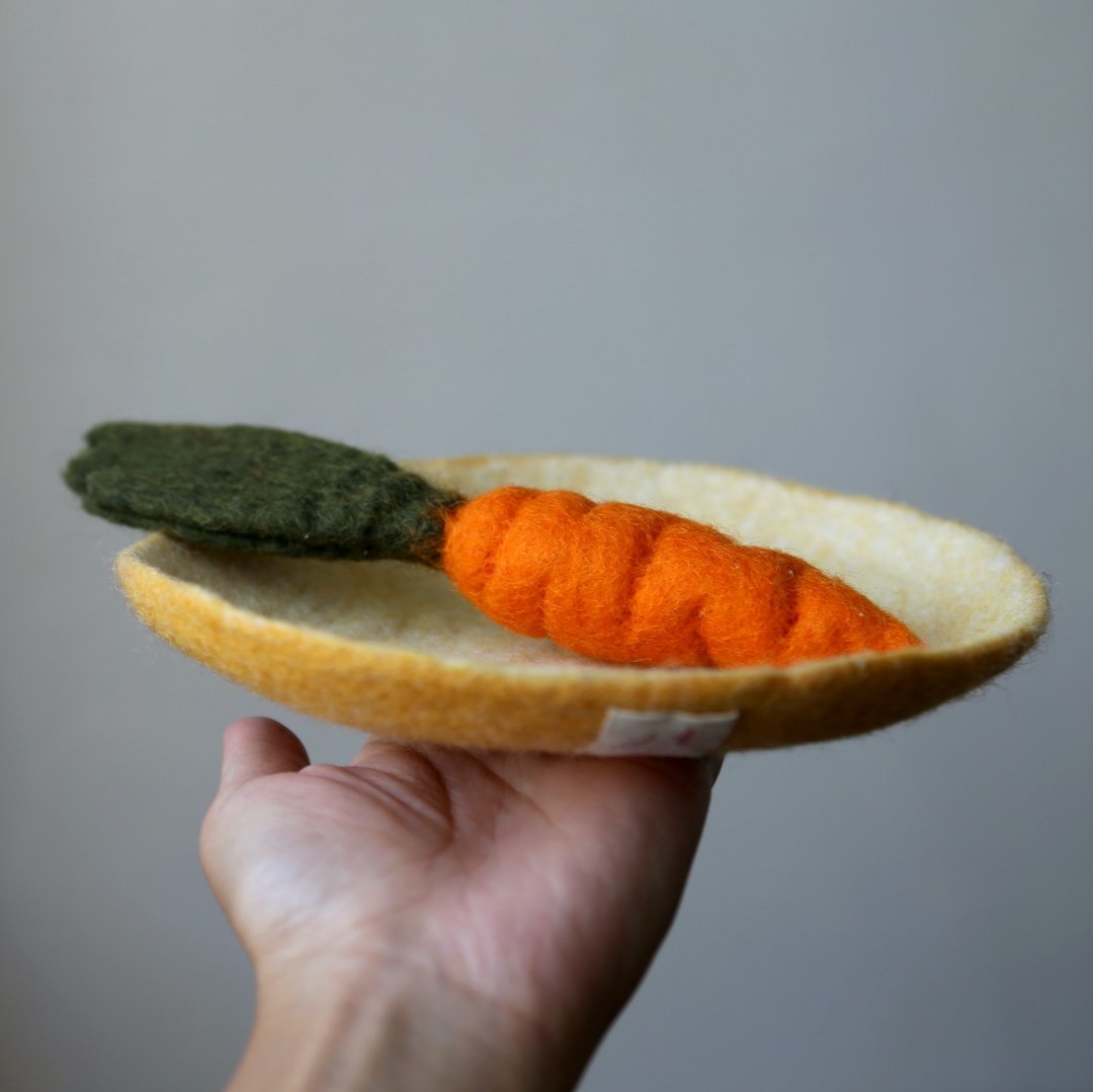 手工羊毛毡・蔬果系列・红萝卜 - 摆饰 - 羊毛 红色