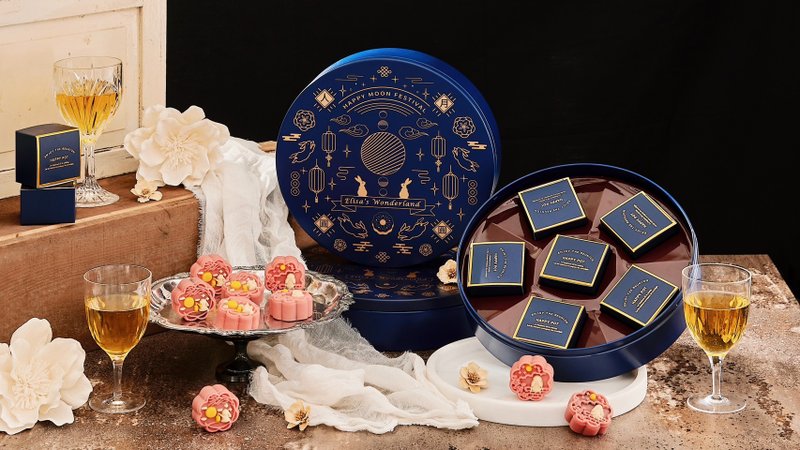 【月下行兔】中秋日式桃山月饼礼盒 - 蛋糕/甜点 - 新鲜食材 蓝色