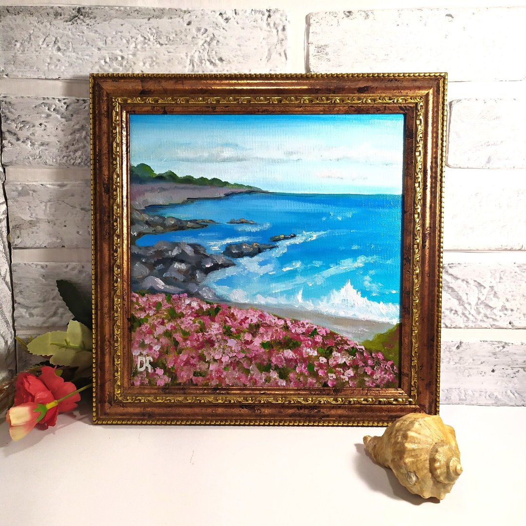风景画 海油画 Coastal Wall Art 山水画 海油画框画 原画 客厅 - 画框/相框 - 其他材质 多色