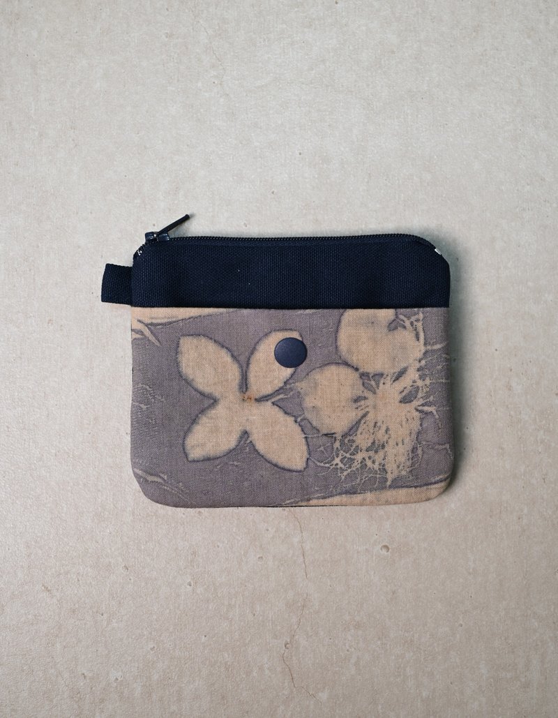 【记忆有限】EcoPrint 花叶移印零钱包-枯叶 - 零钱包 - 棉．麻 多色