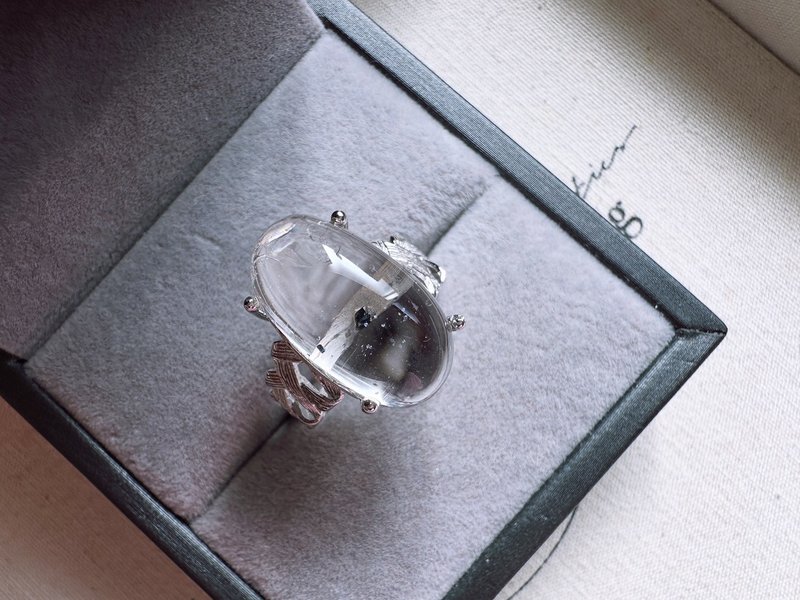 晶中晶蓝宝石银戒-瑞钛矿-s 925银 - 戒指 - 水晶 