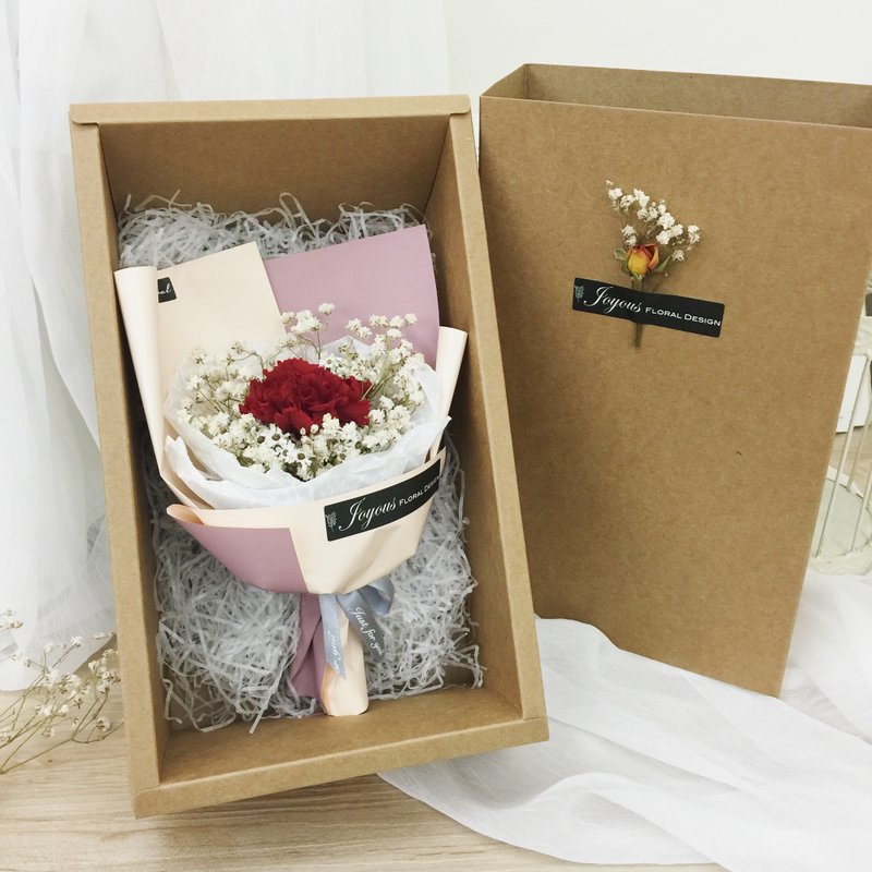 感恩母亲节 红色永生花康乃馨 粉系干燥手作小花束 / 母亲节花束 - 植栽/盆栽 - 植物．花 红色