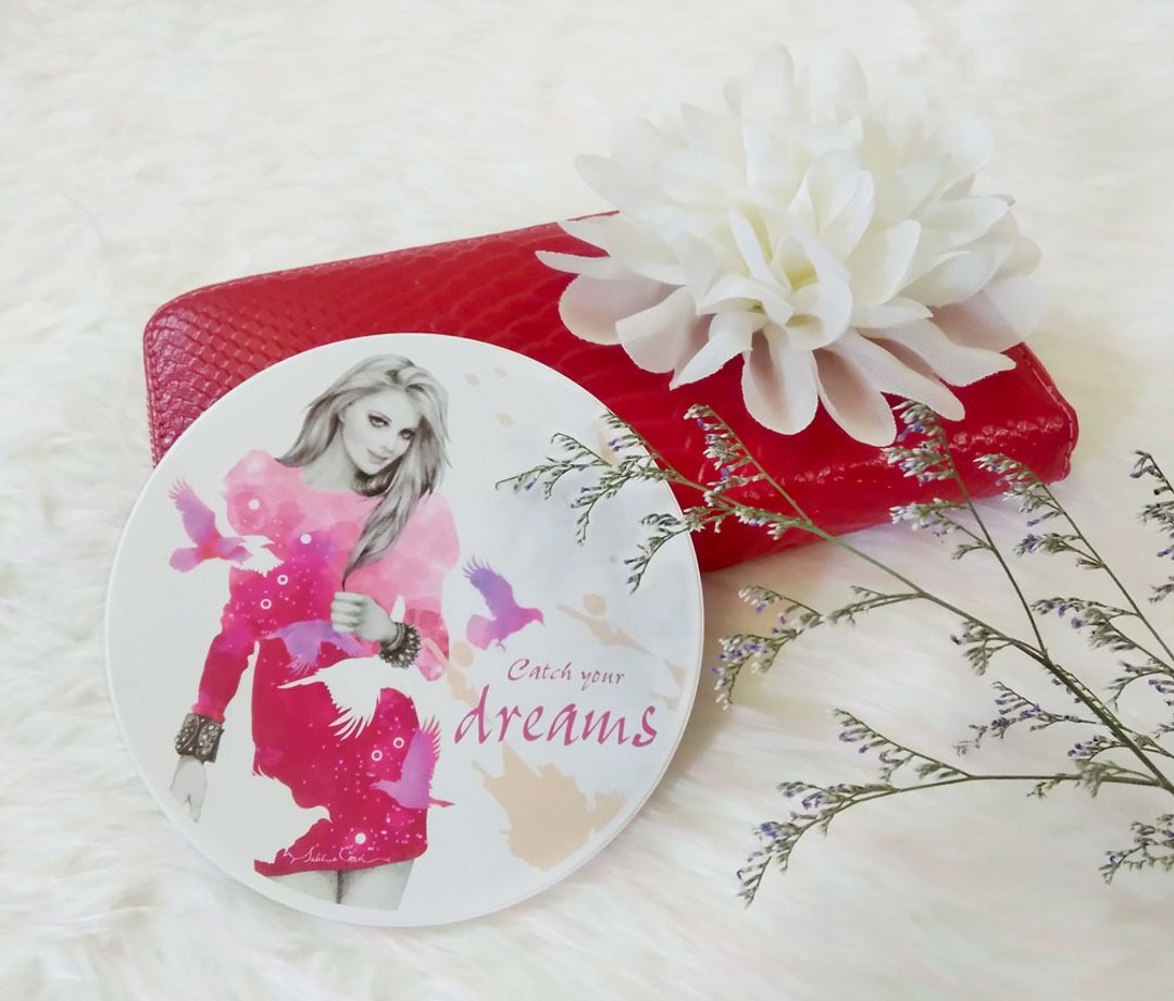 粉紫光影  梦的舞者│陶瓷杯垫ceramic coaster - 杯垫 - 陶 白色