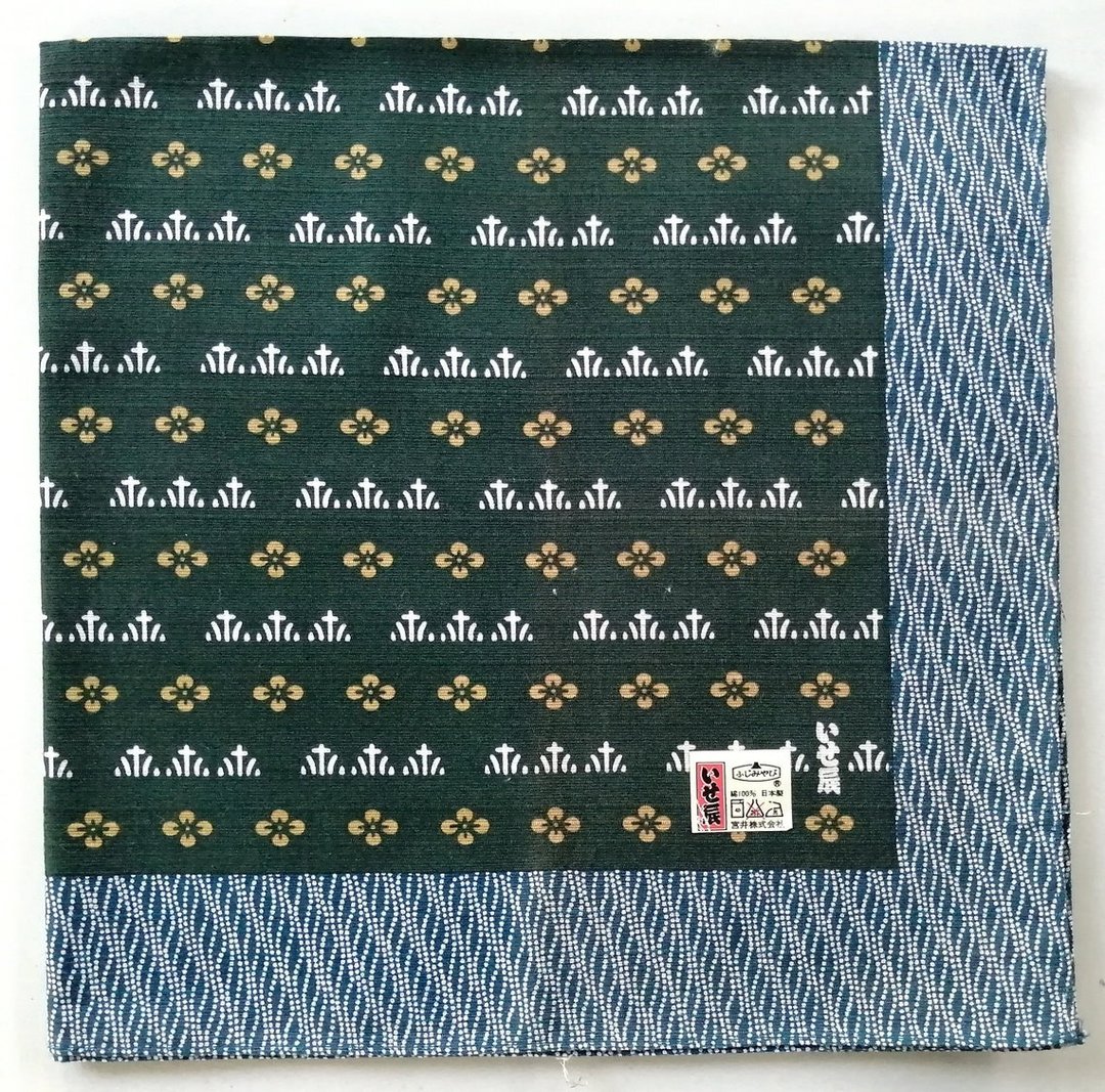 日式复古手帕风吕敷包巾 20 x 20 英寸 - 手帕/方巾 - 棉 绿色
