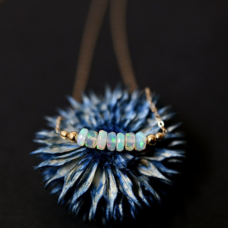 Lucky 7，象征幸福与希望的仙石蛋白石项链十月生日石 - 项链 - 宝石 多色