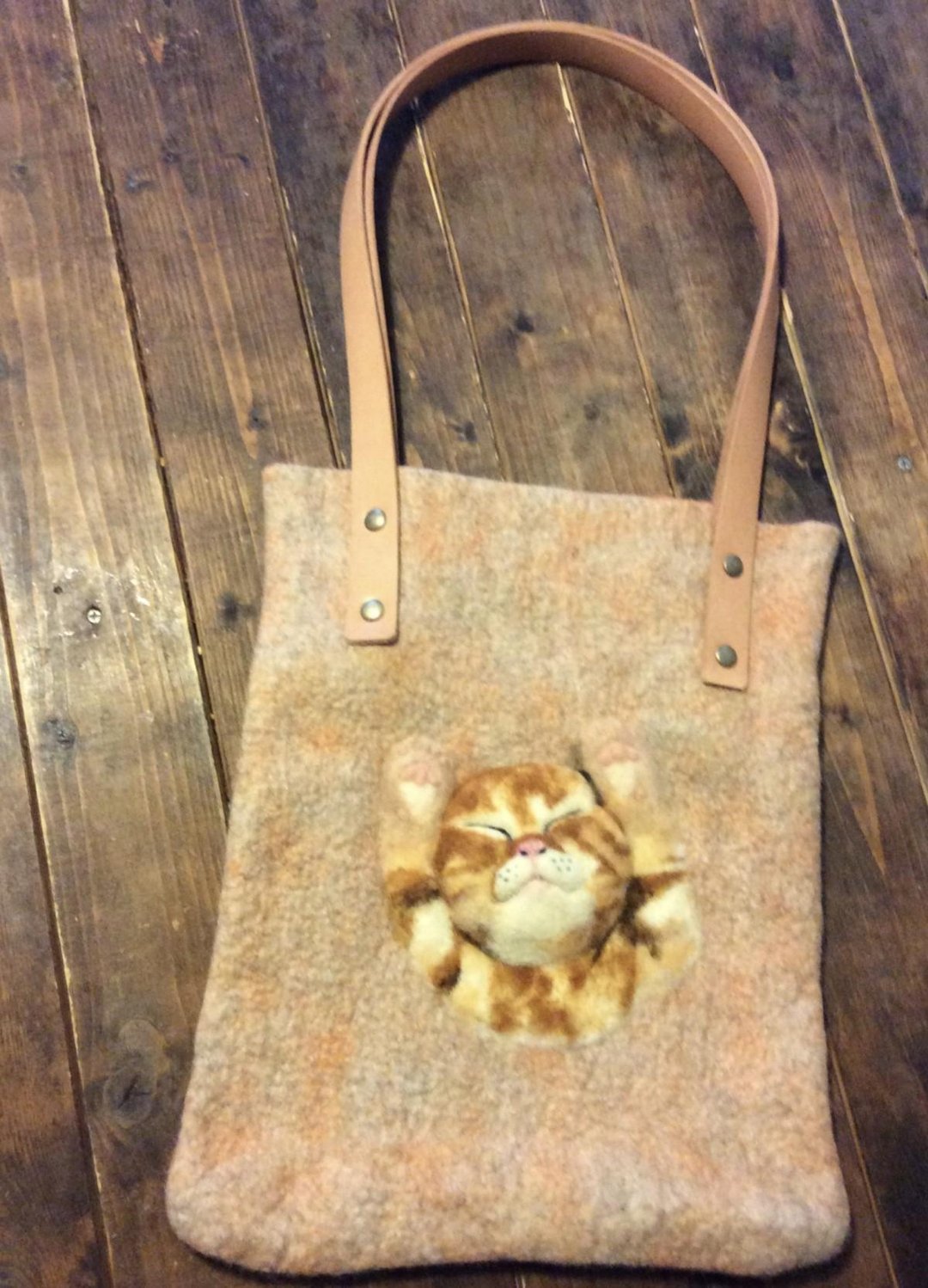 Nyanko's careless shoulder bag - 侧背包/斜挎包 - 棉 橘色
