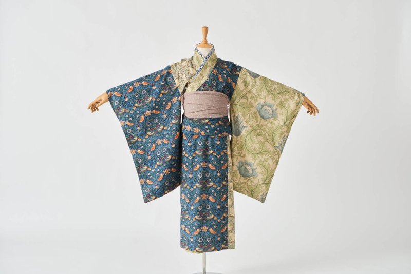 威廉莫里斯儿童浴衣(William Morris)小孩浴衣和服蓝色 - 童装礼服/连衣裙 - 棉．麻 蓝色