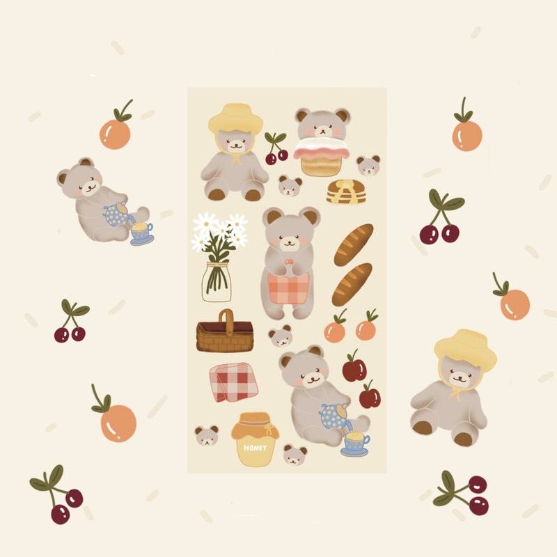 Picnic theme Teddy bear Digital sticker and Memopad - 电脑手机桌布/贴图/App 图示 - 其他材质 