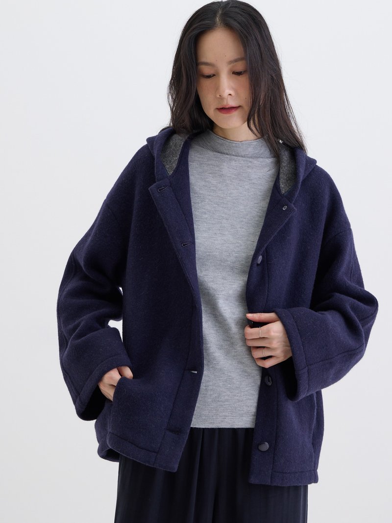 PINKOI ONLY 小雪怪连帽澎澎外套-黑宝 - 女装休闲/机能外套 - 羊毛 蓝色