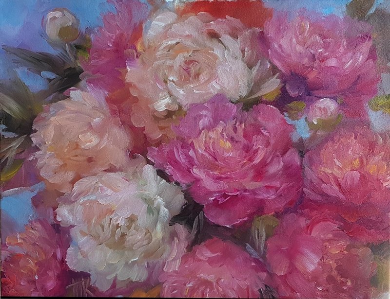 原创艺术牡丹  油画  墙面装饰 帆布艺术品  花卉艺术 - 海报/装饰画/版画 - 其他材质 粉红色