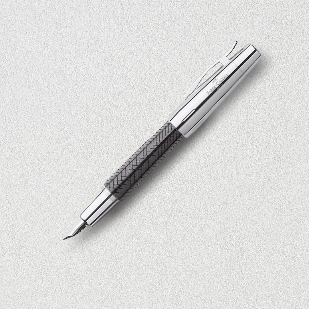 【Faber-Castell】E-MOTION 镶木纹钢笔-M尖 黑色 免费刻字 - 钢笔 - 树脂 黑色