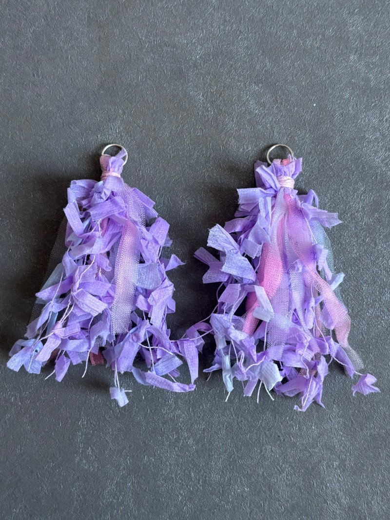 零件编号 168 lavender mix long - 耳环/耳夹 - 棉．麻 紫色