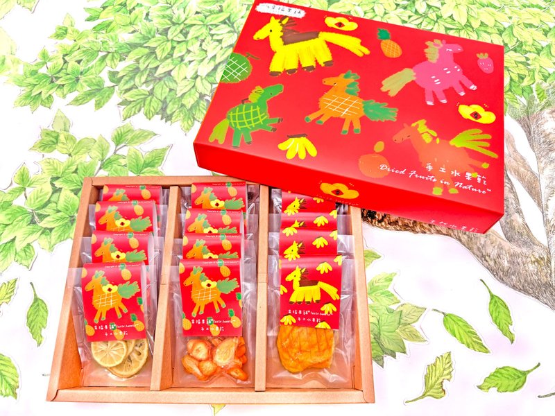 五福水果马新年水果干礼盒3格18入 - 水果干 - 新鲜食材 红色