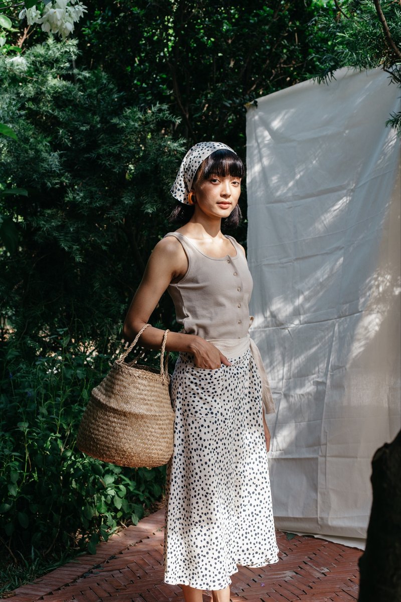 Mulmul 圆点裹身裙 - 裙子 - 棉．麻 白色