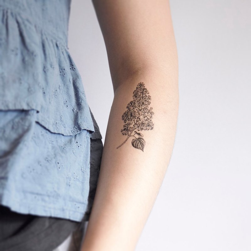 清新植物系一串花纹身贴 - 纹身贴 - 防水材质 黑色