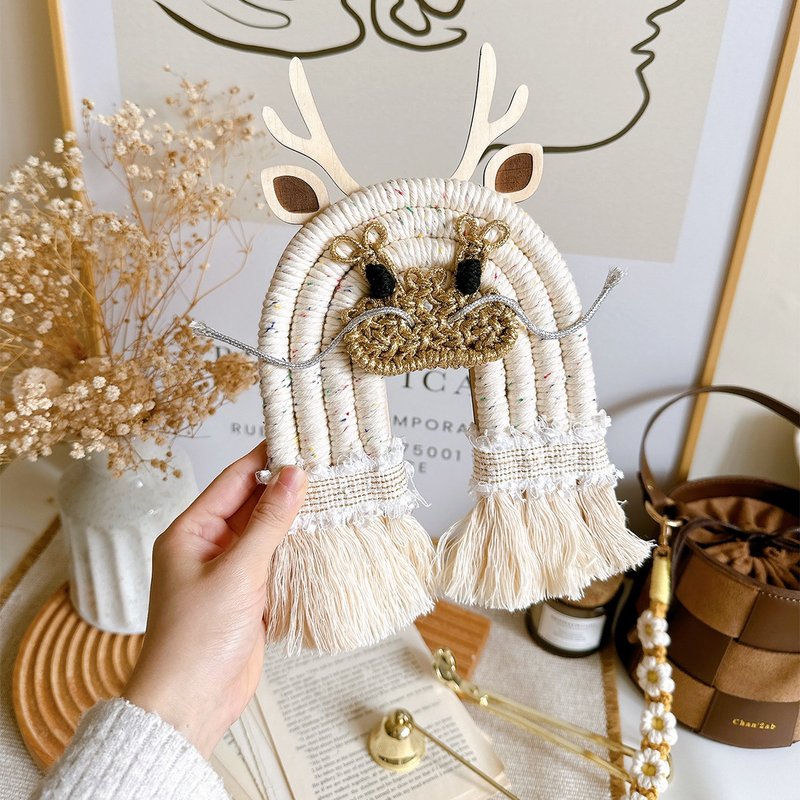 龙年招财编织挂饰_彩虹点点白金龙 - 摆饰 - 棉．麻 金色