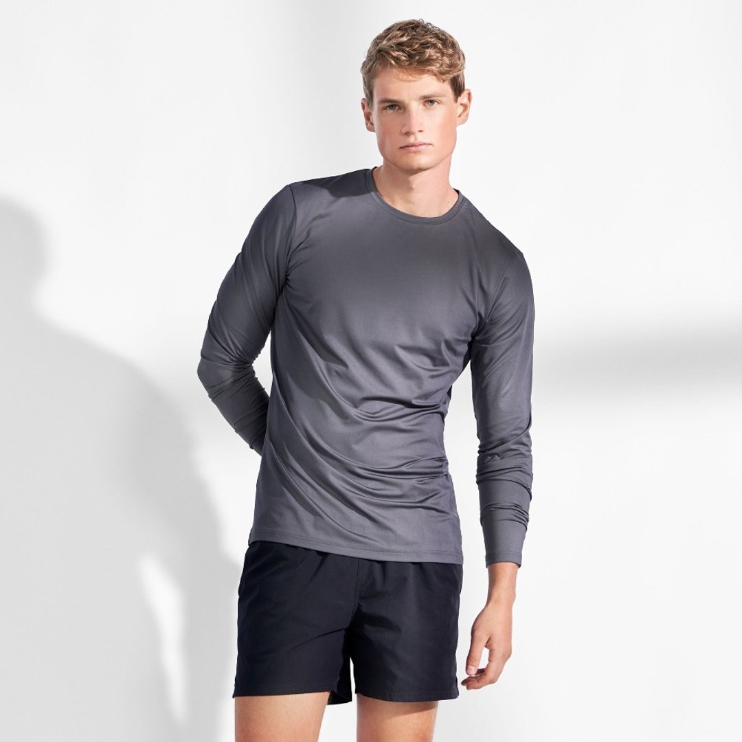北欧极简 - Long-Sleeve Active 长袖经典圆领速干除臭T - 钢铁灰 - 男装上衣/T 恤 - 聚酯纤维 灰色