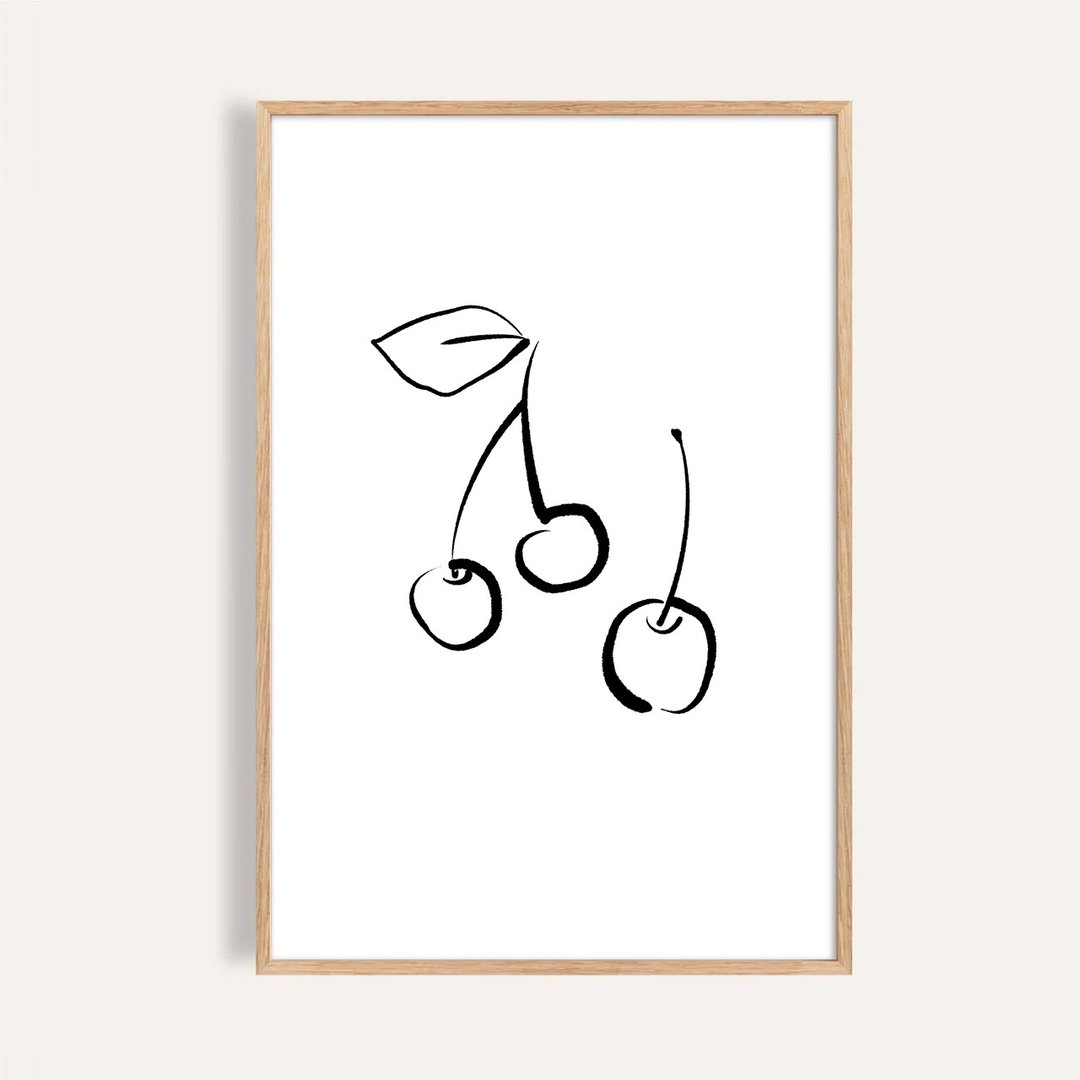 樱桃极简 Minimal Cherries / 现代线条插画 玄关挂画 - 海报/装饰画/版画 - 纸 
