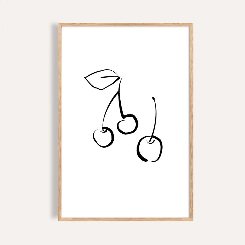 樱桃极简 Minimal Cherries / 现代线条插画 玄关挂画 - 海报/装饰画/版画 - 纸 