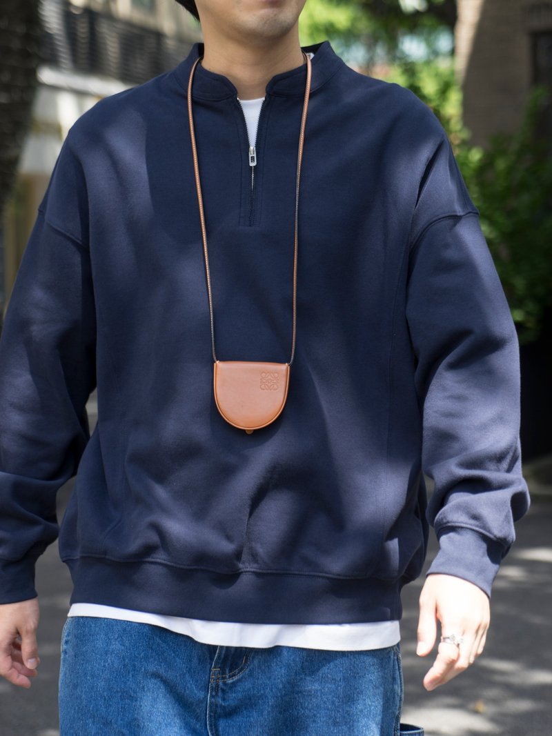 Hoody Cityboy 纯色立领半拉链套头卫衣 秋冬日系城市男孩宽松款 - 男装针织衫/毛衣 - 棉．麻 蓝色