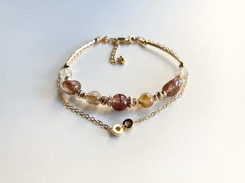 大地色系招财提升健康招贵人双链水晶手环 - 手链/手环 - 水晶 