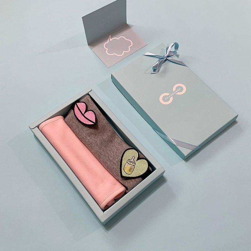 CLARECHEN 弥月礼盒_背巾口水巾2件组 - 婴儿车/手推车 - 棉．麻 粉红色