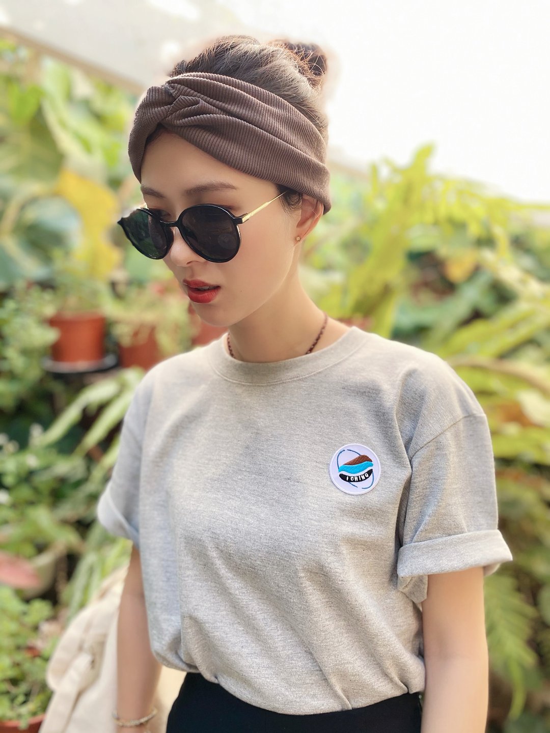 oversize 设计款绘图T 中性 灰 /绿 L XL - 男装上衣/T 恤 - 棉．麻 灰色