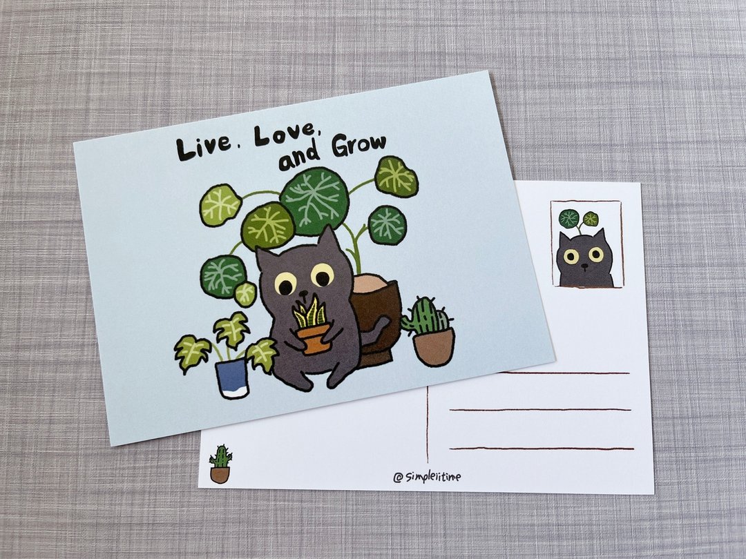 猫猫 simple & 观叶植物明信片 - 卡片/明信片 - 纸 多色